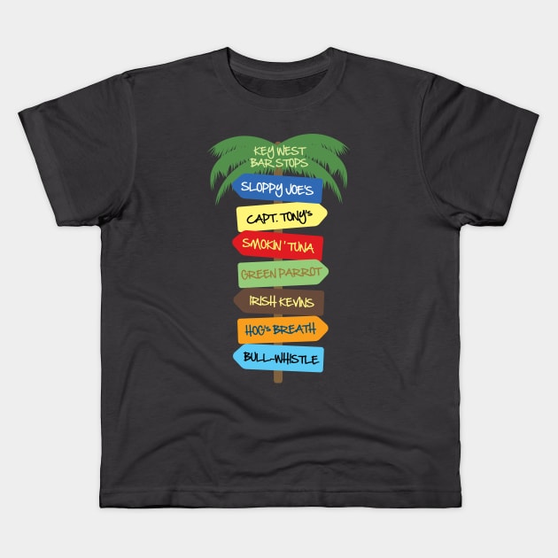 Key West Bar Stops Kids T-Shirt by CreativePhil